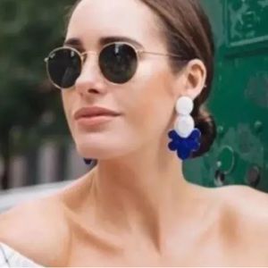 J. Crew Beaded Fan Earrings, white & blue